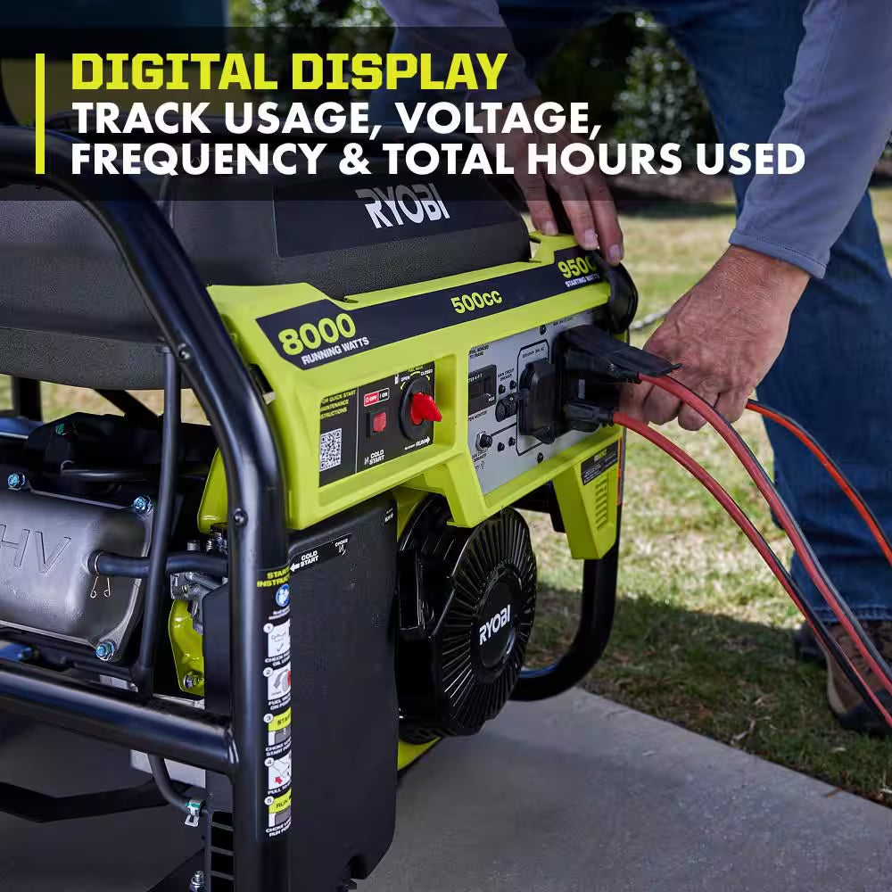 9500-Watt Recoil Start Gasoline Powered Portable Generator with CO Detect Shutdown Sensor