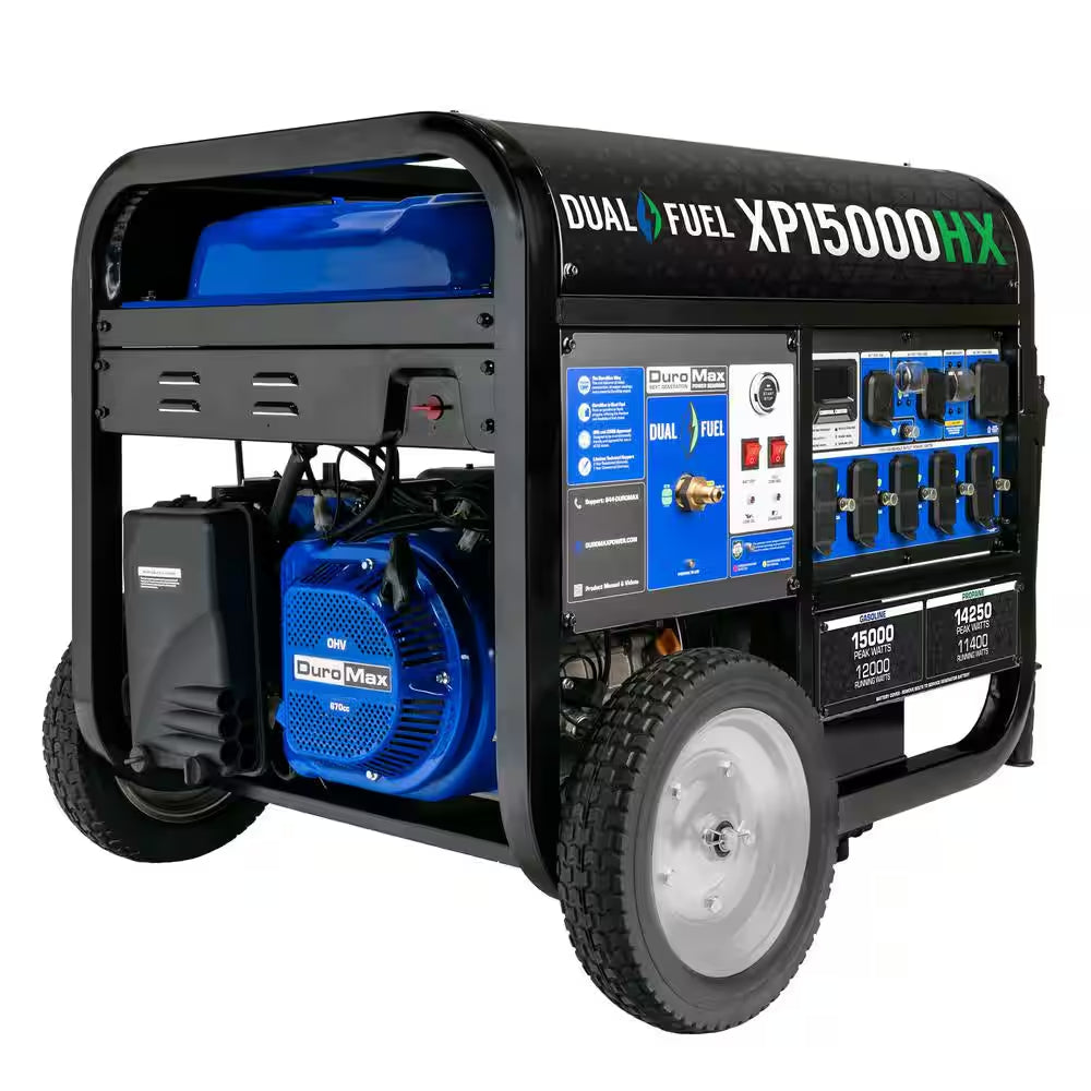 15000/12000-Watt Dual Fuel Electric Start Gasoline/Propane Portable Home Power Back up Generator with CO Alert Shutdown