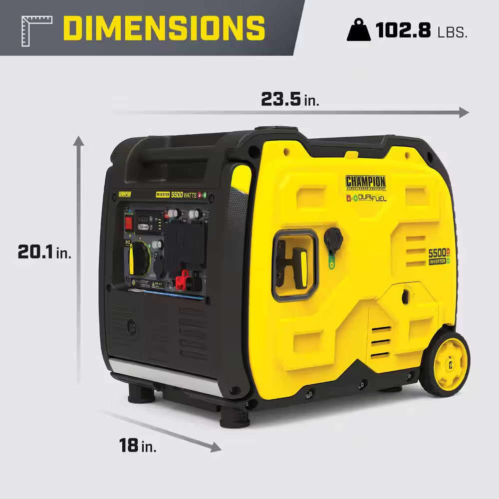 5500/4000-Watt Electric Start Gasoline and Propane Powered Dual Fuel Inverter Generator W/CO Shield and Quiet Technology