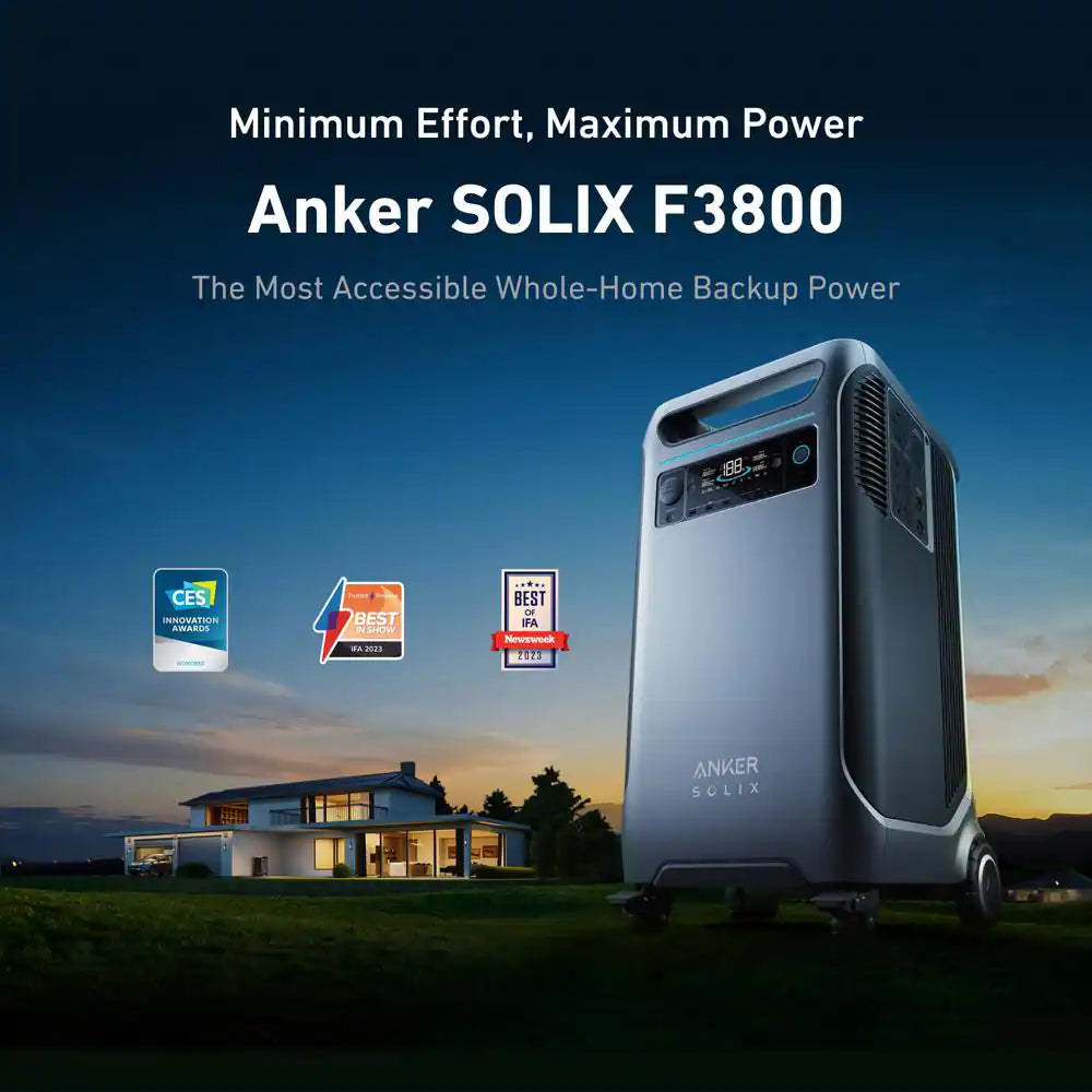 SOLIX F3800 Portable Power Station, 3840Wh, 6000-Watt AC Output, Home Backup/Rvs Push Button Start Battery Generator