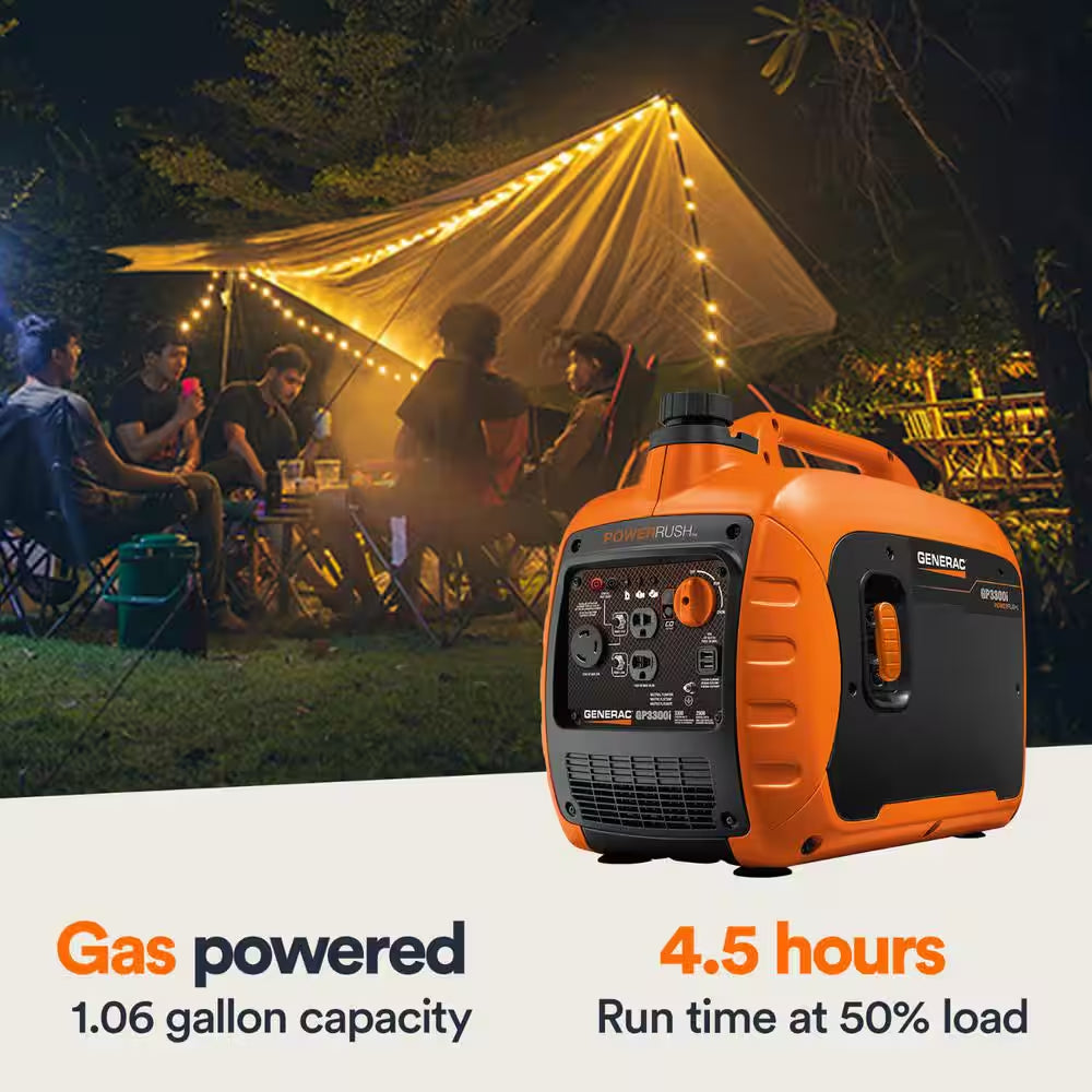 3300 / 2500-Watt Gas Powered Recoil Start Inverter Generator with Cosense - Gp3300I
