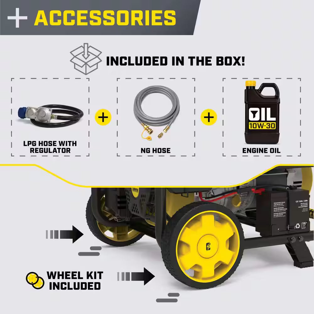 8,125/6,500-Watt Electric Start Gasoline Propane and Natural Gas Tri-Fuel Portable Generator, CO Shield, NG/LPG Hoses