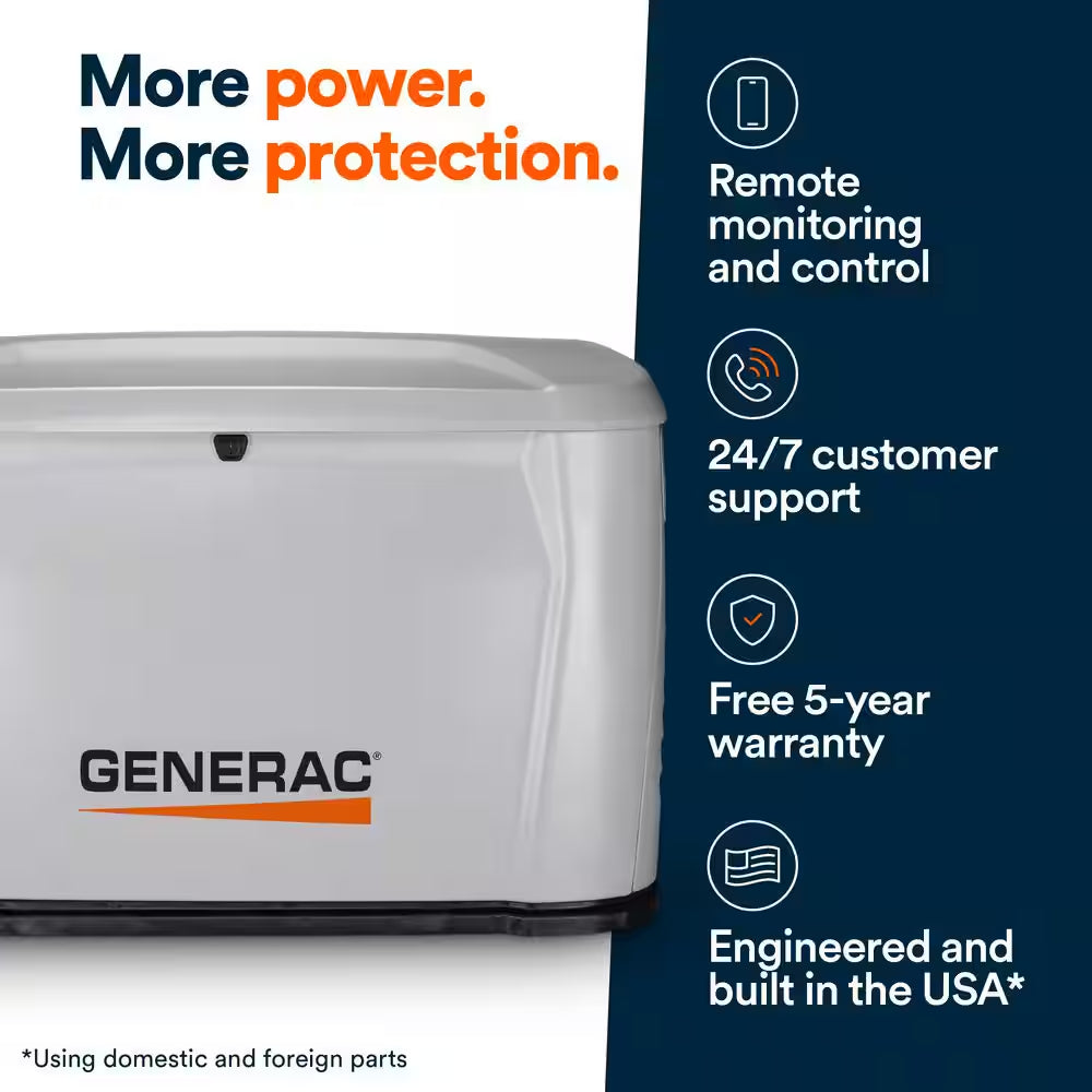 26,000 Watt Air-Cooled Whole House Home Standby Generator and 200-AMP Transfer Switch