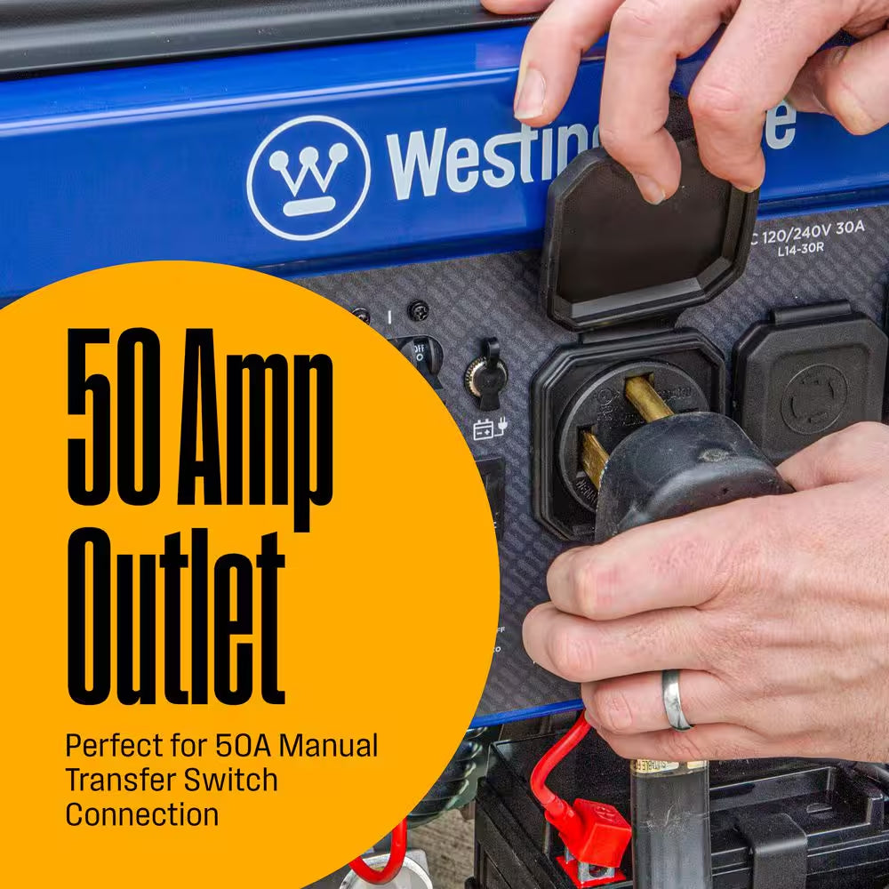 12,500/9,500-Watt Tri-Fuel Gas, Propane, Natural Gas Powered Portable Generator with Remote Electric Start, 50A Outlet