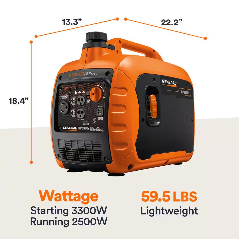 3300 / 2500-Watt Gas Powered Recoil Start Inverter Generator with Cosense - Gp3300I