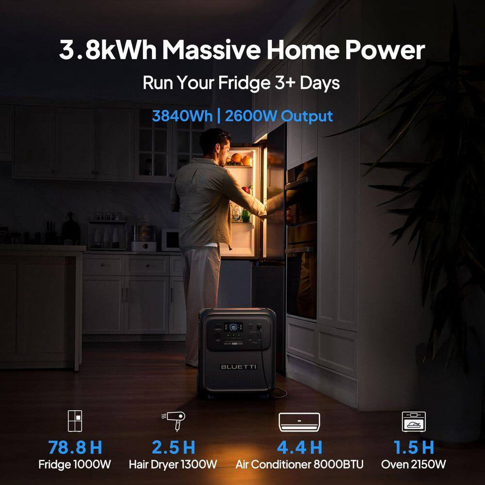 2600W Output 3840Wh Power Station Lifepo4 Battery Push Button Start Generator for Home Backup