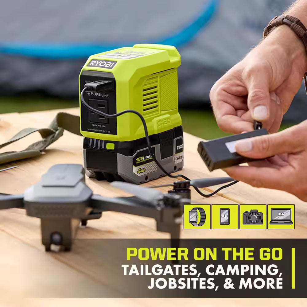 18V One+1800-Watt Portable Battery Inverter Power Station/8-Port Charger & 150-Watt Portable Battery Inverter-Tools Only