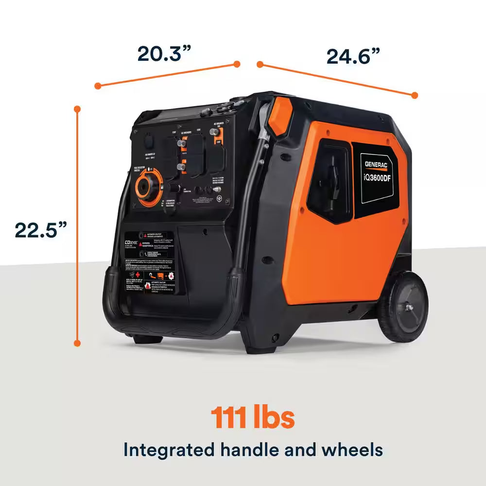 3600 / 3000-Watt Dual Fuel Electric Switch Gasoline / Propane Inverter Portable Generator with Cosense-Iq3600 DF