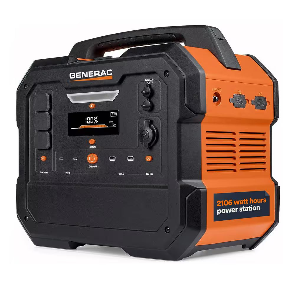 1600W Output / 3200 Peak 2106Wh Portable Battery Power Station with Push Button Start and Solar Charging - GB2000