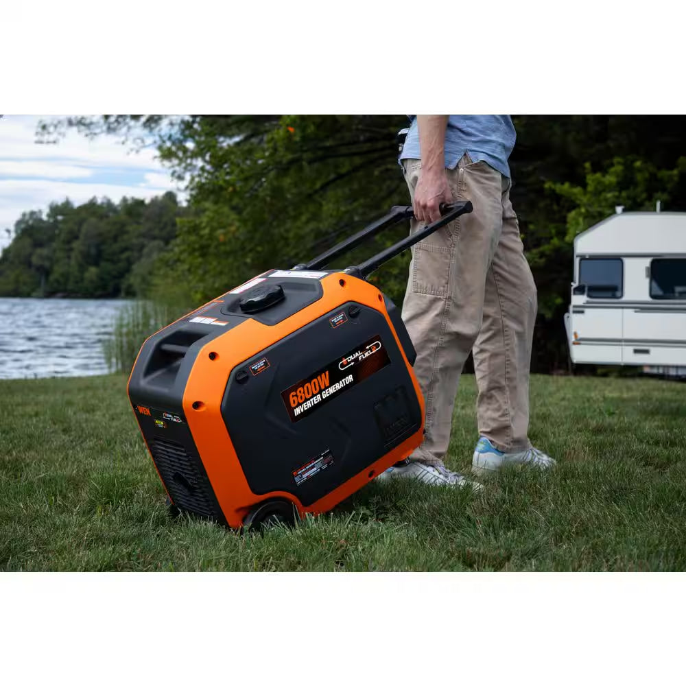 6800-Watt Dual Fuel 120V/240V Electric Start Gas-Powered Portable Inverter Generator, CO Alarm & Electric Vehicle Backup