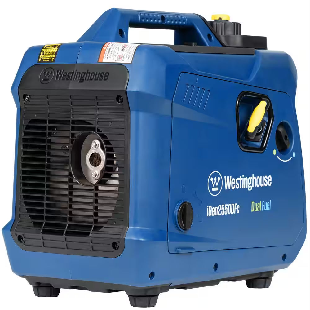 2,550 Watt Dual Fuel Gas and Propane Powered Portable Inverter Generator with Recoil Start