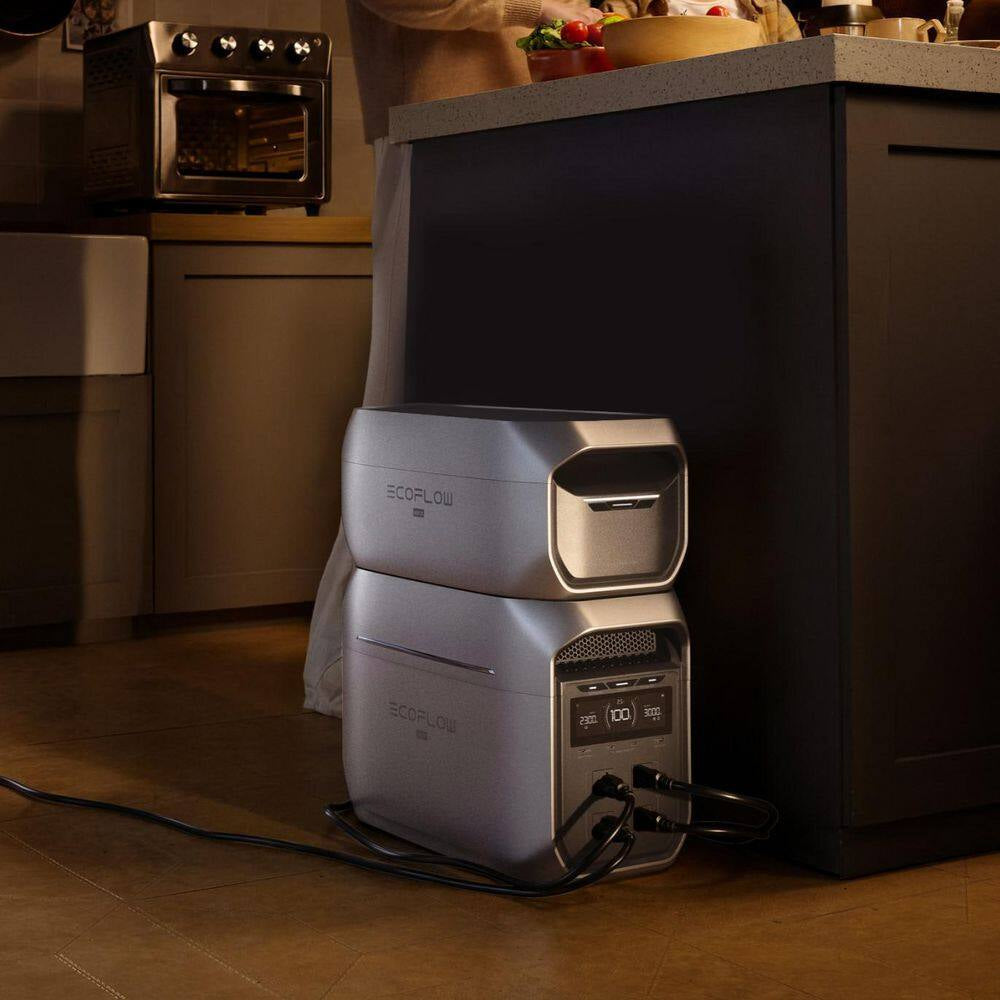 3000W Delta 3 Max plus with Extra Battery, Total 4096Wh Capacity, Push-Button Start Battery Generator LFP Power Station