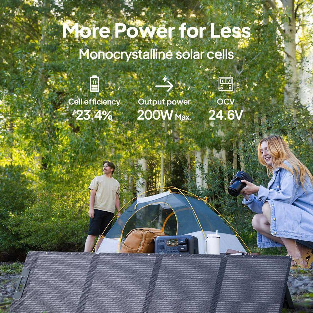 2400/3600-Watt Continuous Peak Output Power Station AC200PL Push Button Start Lifepo4 Battery Generator/200W Solar Panel