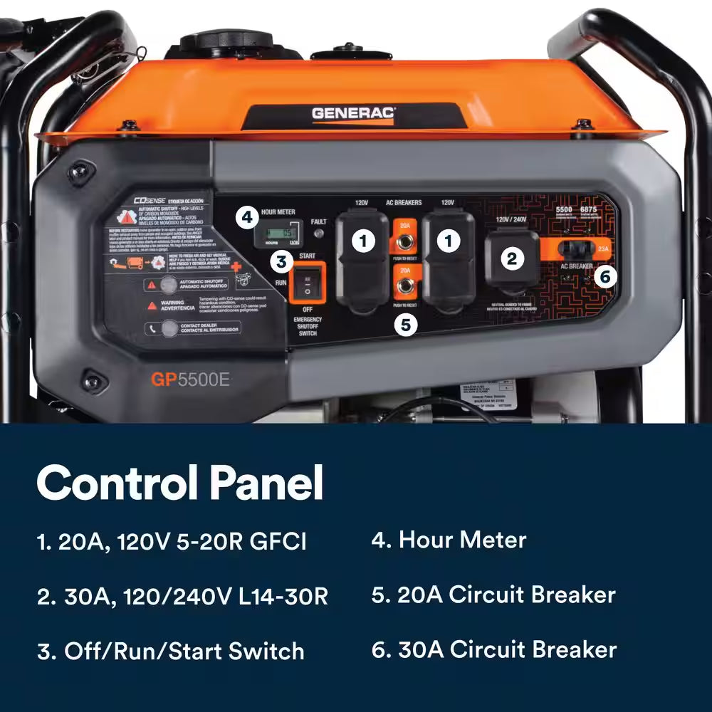 6875 / 5500-Watt Electric Switch Gasoline Powered Portable Generator with Cosense-Gp5500E