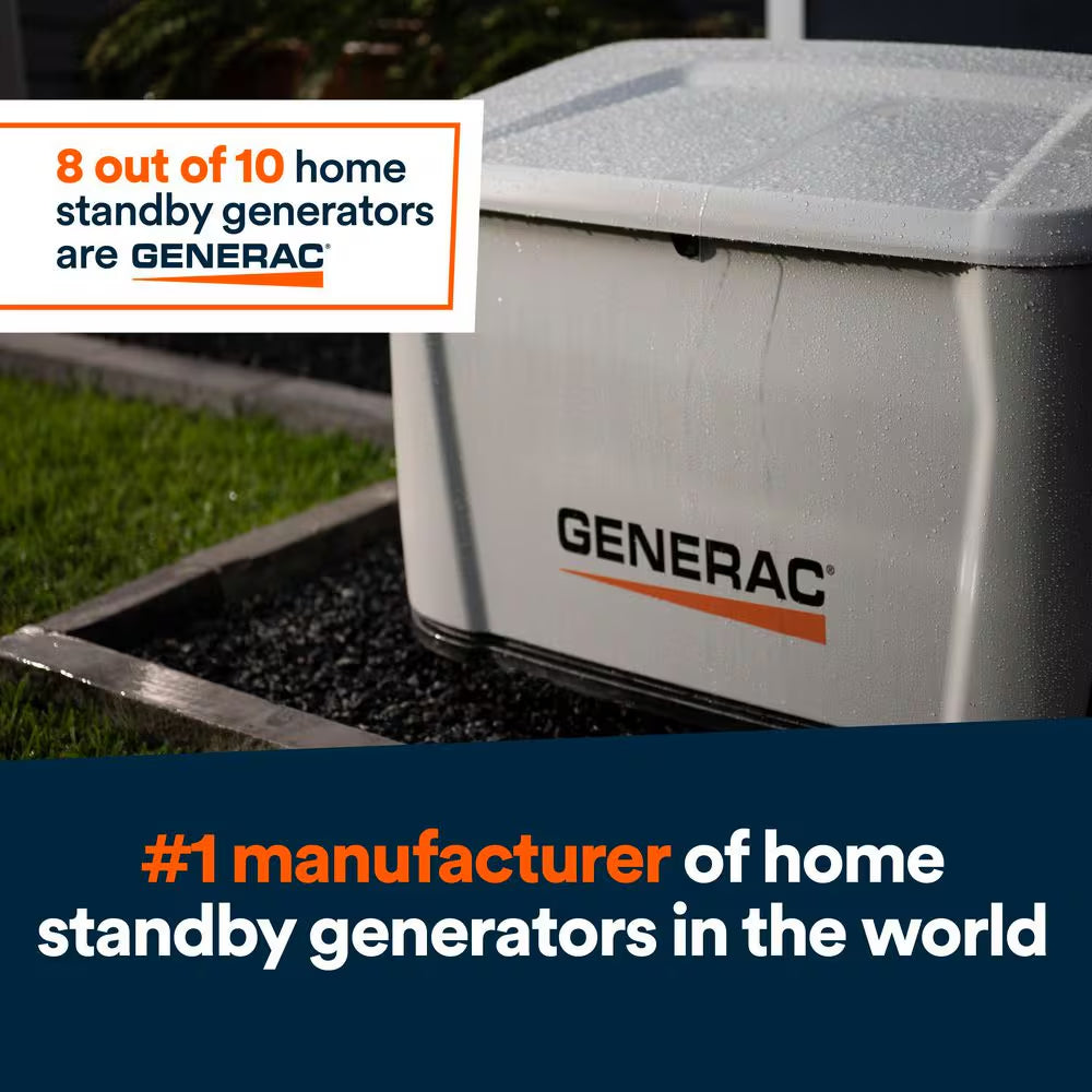 28,000 Watt Air-Cooled Whole House Home Standby Generator and 200-AMP Transfer Switch and Ecobee Smart Home Thermostat
