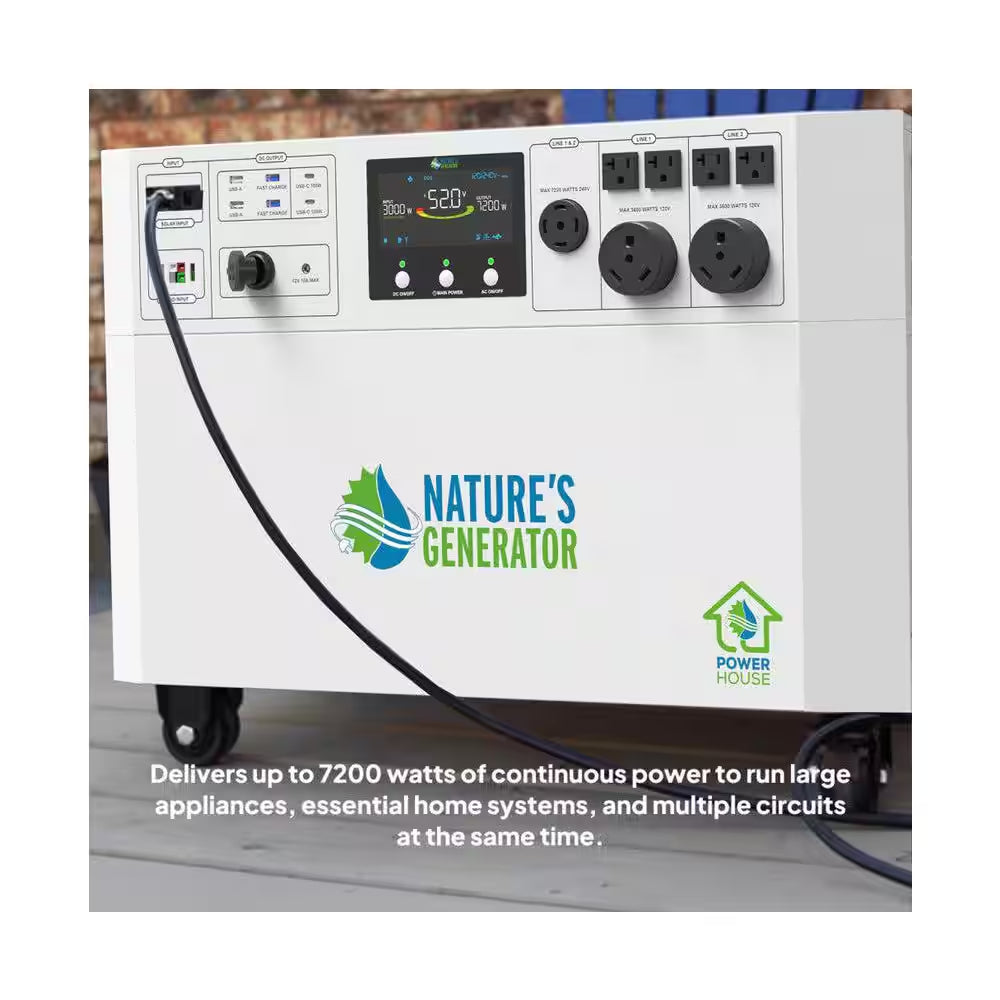 Powerhouse 7,200-Watt Electric Switch Solar Generator with Wheels