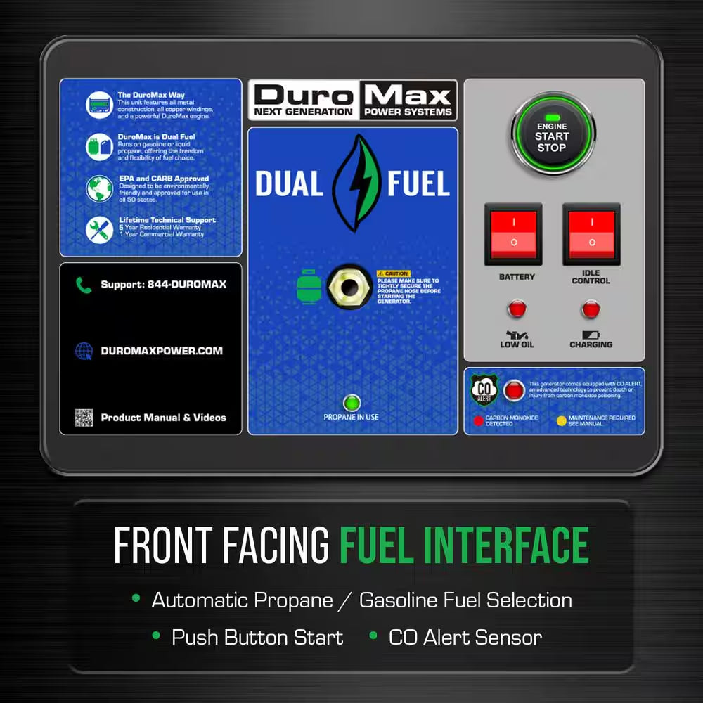 15000/12000-Watt Dual Fuel Electric Start Gasoline/Propane Portable Home Power Back up Generator with CO Alert Shutdown