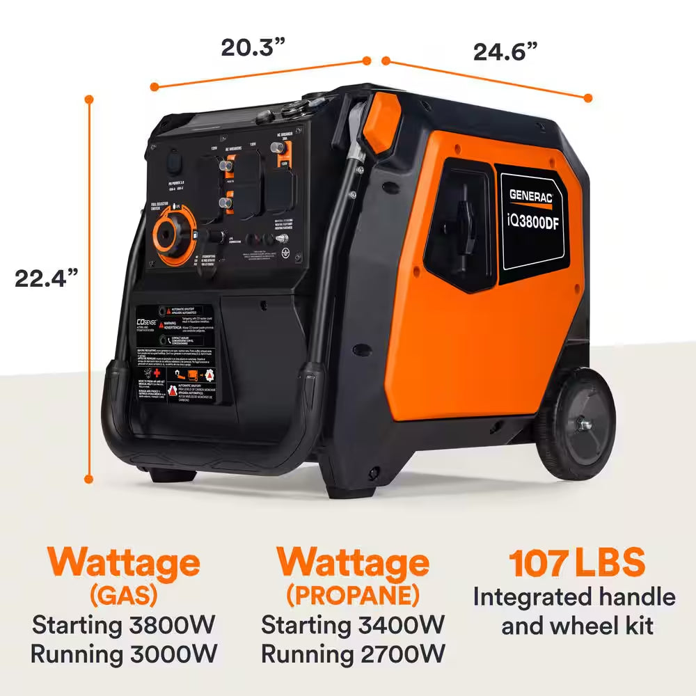 Iq3800 Dual Fuel Portable Inverter (Gas) Generator 49ST Push Button Start