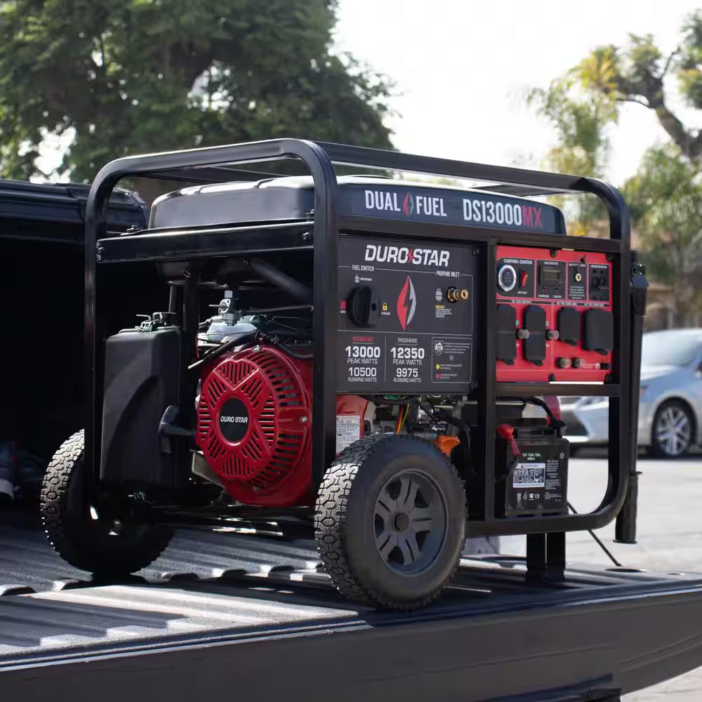 13000-Watt Push Button Start Dual Fuel Gas and Propane Powered Portable Generator with CO Shutdown Sensor 50Amp Outlet