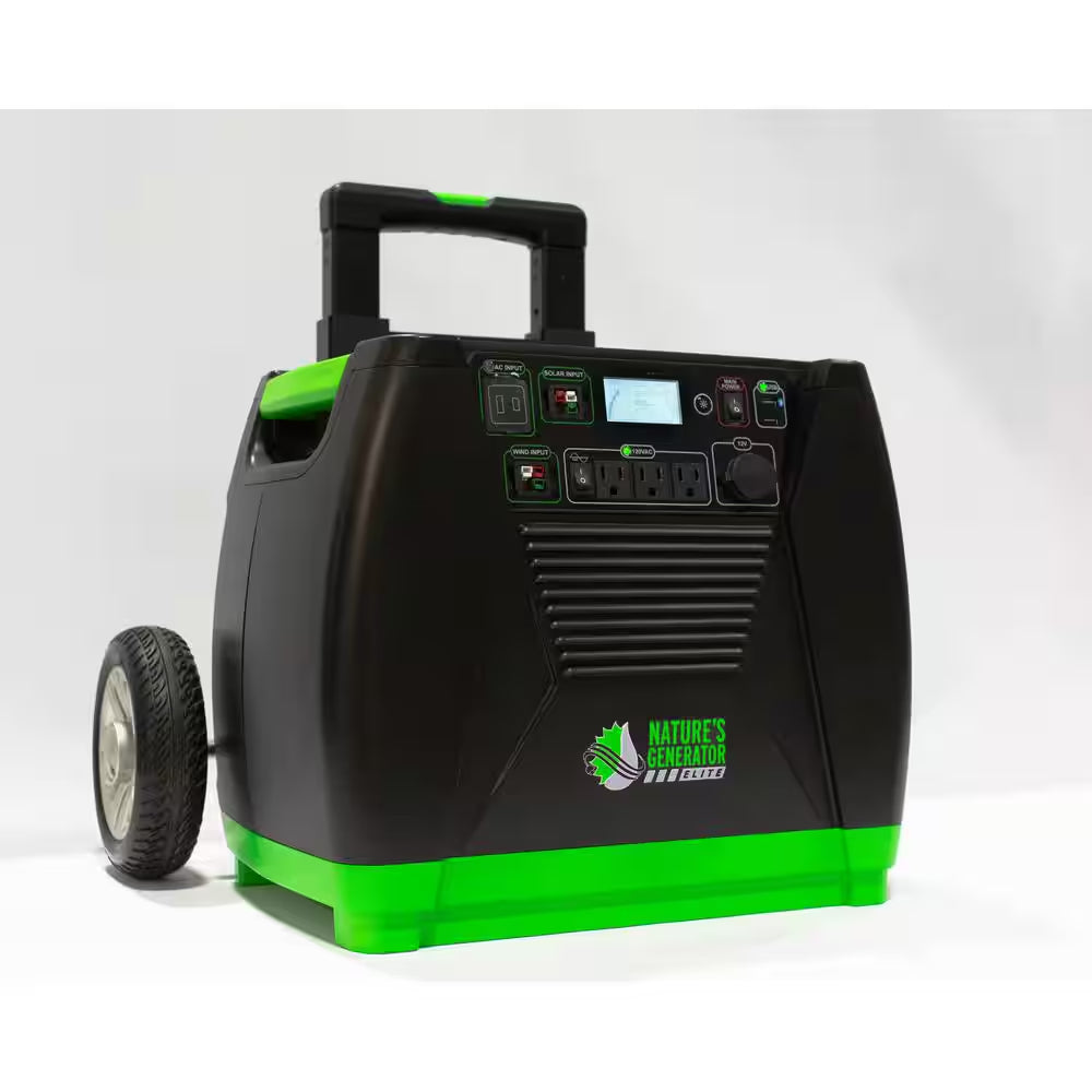 ELITE 3600-Watt/5760W Peak Push Button Start Solar Powered Portable Generator with 2 100W Panels, 1 Power Transfer Kit