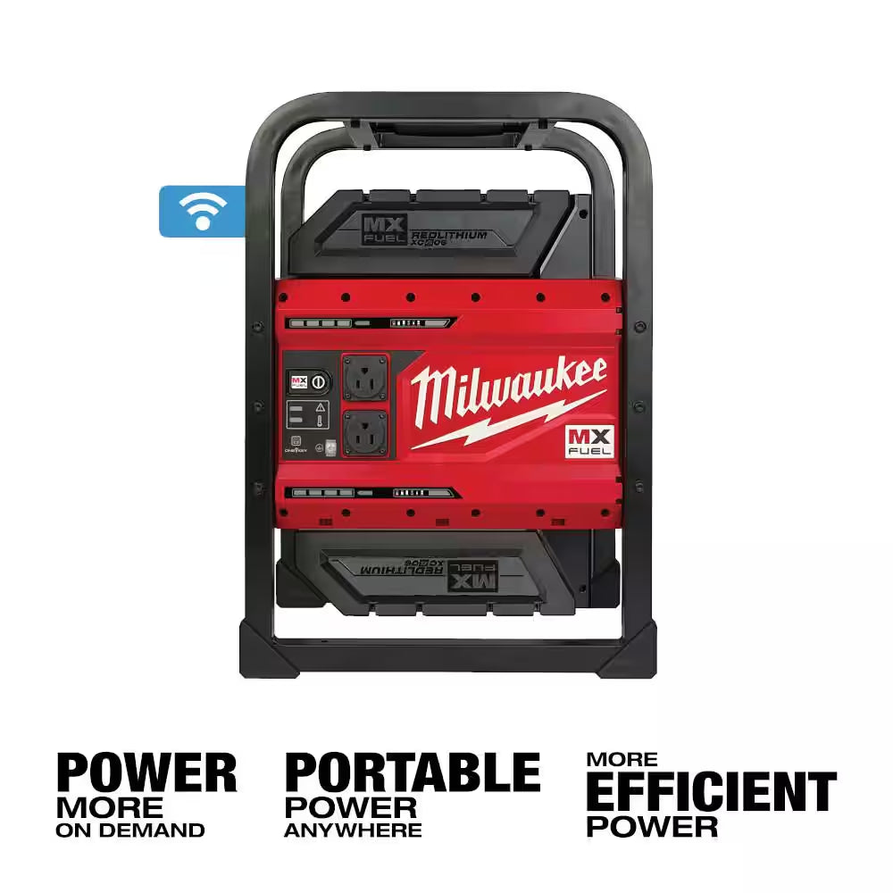 MX FUEL 3600-Watt/1800-Watt Lithium-Ion Battery Powered Push Start Portable Power Station W/(3) Batteries and Charger
