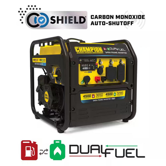4500/3650-Watt Electric Switch Gasoline/Propane Open Frame Inverter Portable Generator W/ Quiet Technology and CO Shield