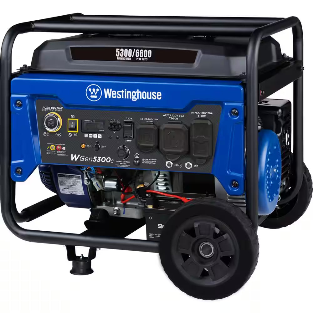 6,600/5,300-Watt Gas Powered Portable Generator with Remote Electric Start and 30A 120/240V Outlet