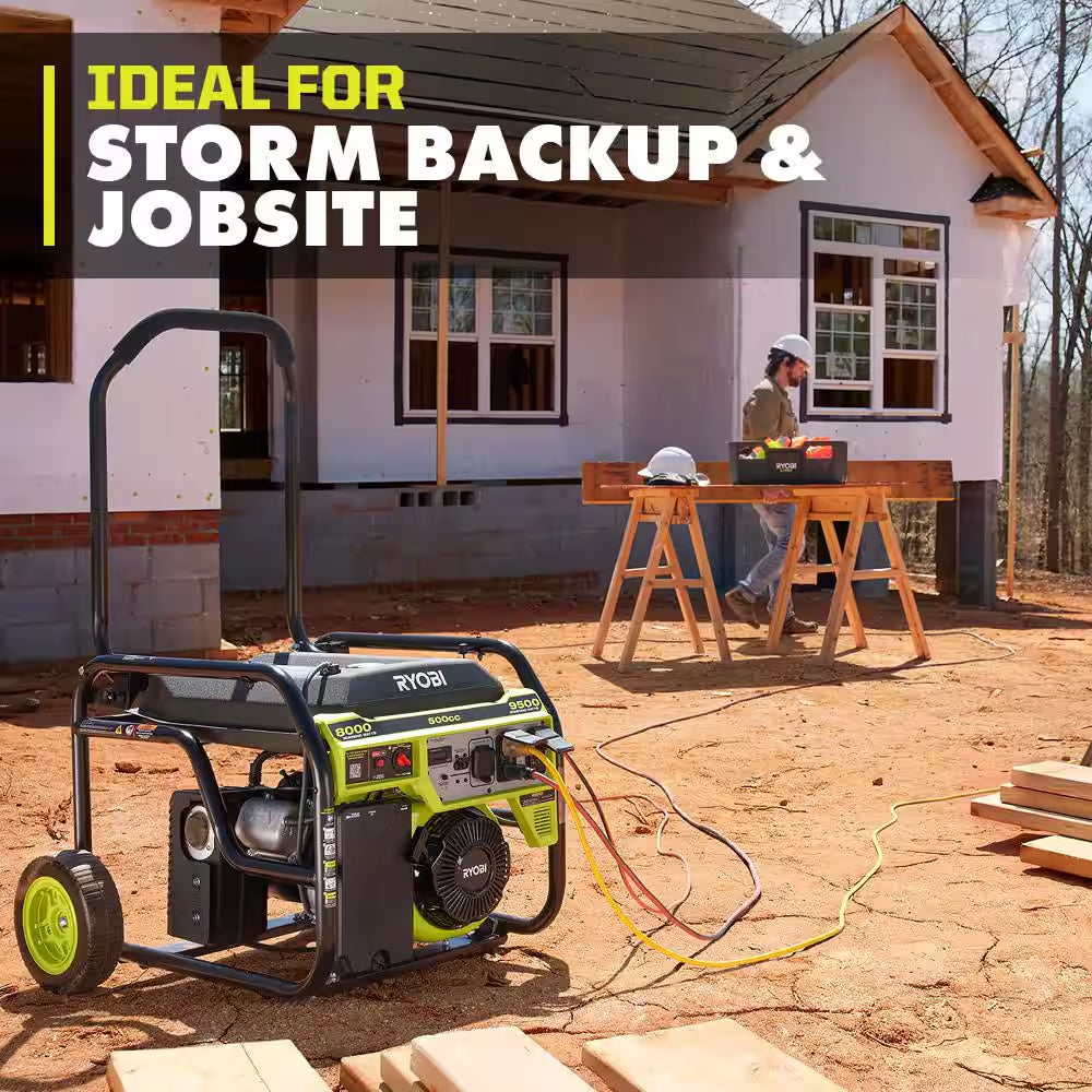 9500-Watt Recoil Start Gasoline Powered Portable Generator with CO Detect Shutdown Sensor