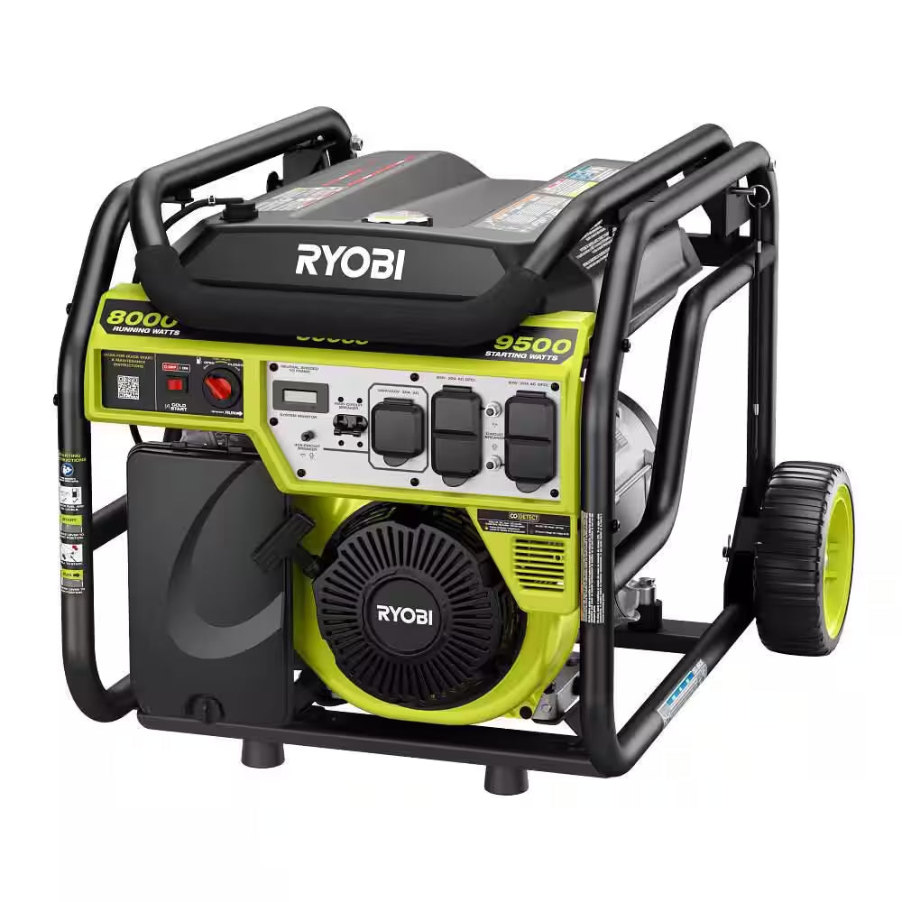 9500-Watt Recoil Start Gasoline Powered Portable Generator with CO Detect Shutdown Sensor
