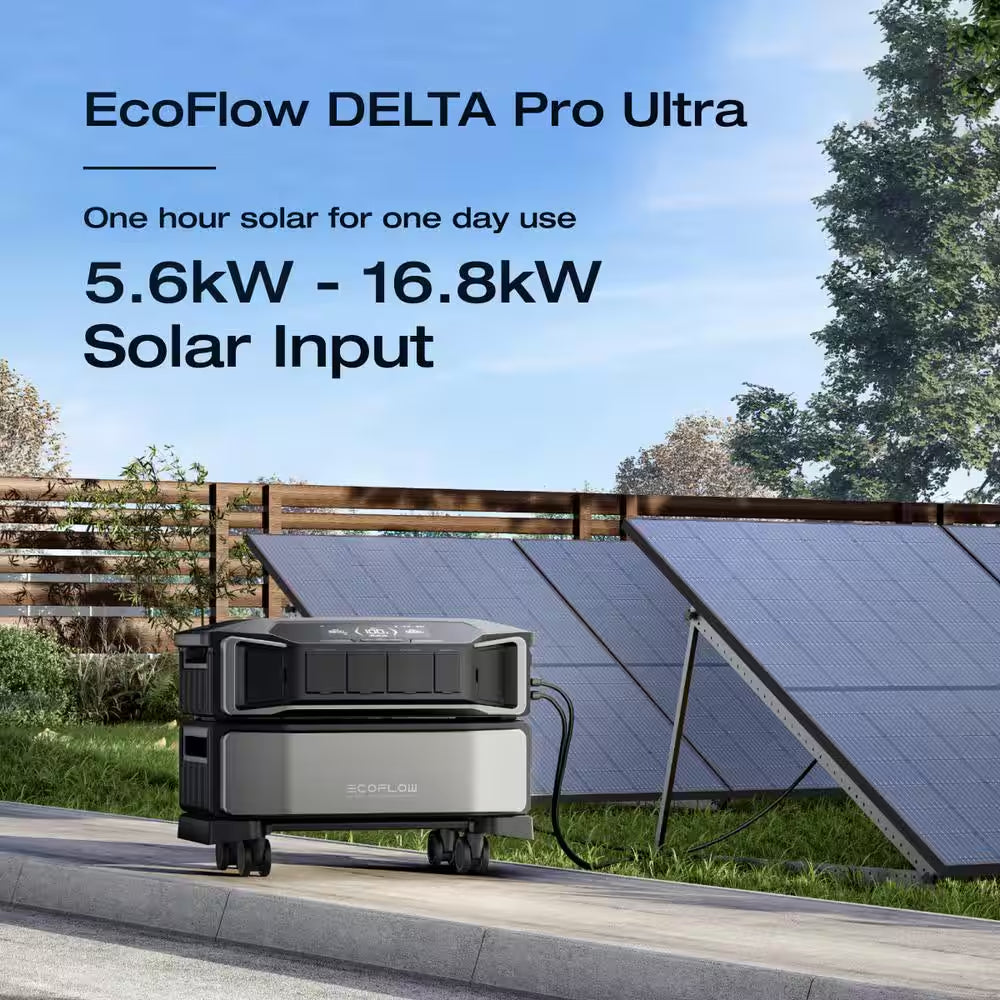 Battery Generator 6144Wh Delta Pro Ultra W/Smart Home Panel 2,7200W Output, LFP Power Station Home Backup, Push-Button