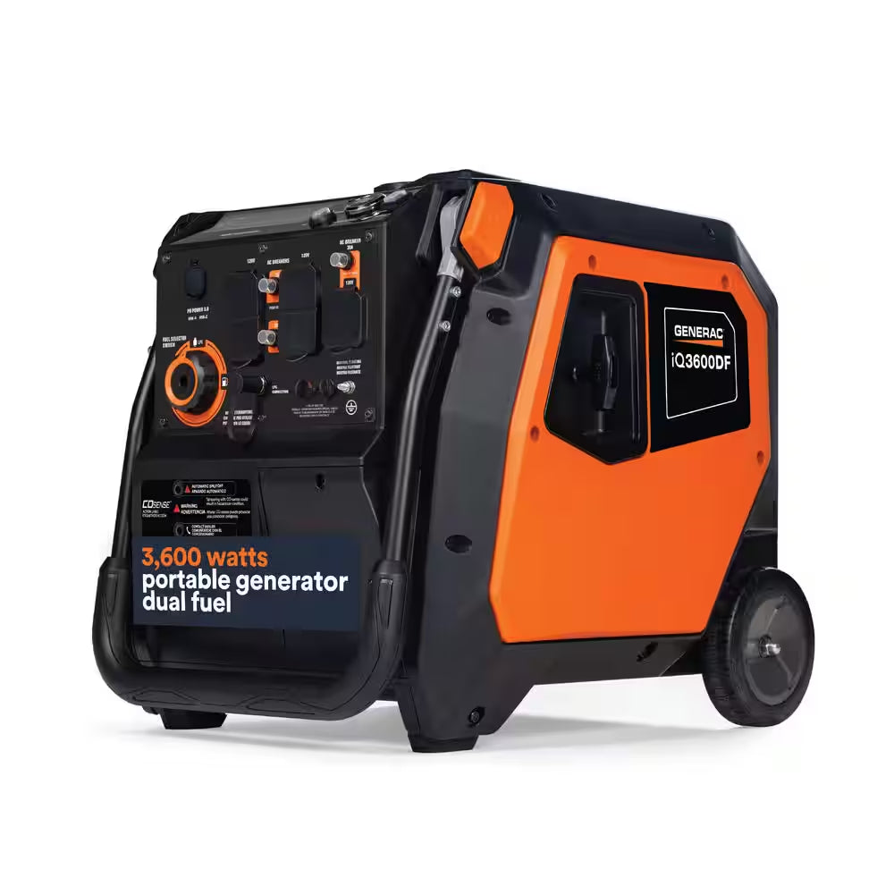 3600 / 3000-Watt Dual Fuel Electric Switch Gasoline / Propane Inverter Portable Generator with Cosense-Iq3600 DF