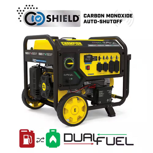 10,625/8500-Watt Electric Start Gasoline and Propane Powered Dual Fuel Portable Generator with CO Shield