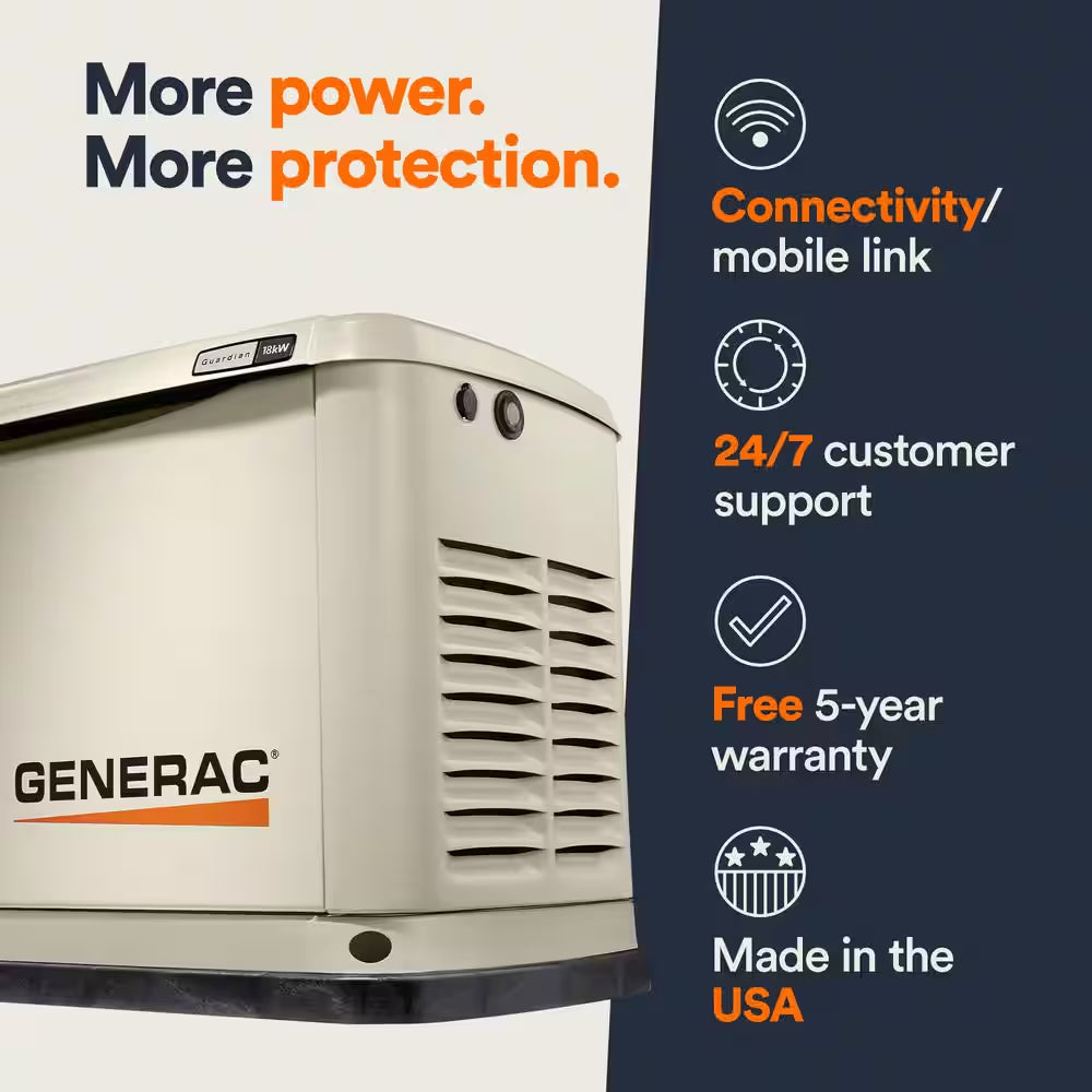 Guardian 18,000-Watt (Lp)/17,000-Watt (NG) Air-Cooled Whole House Generator with Wi-Fi