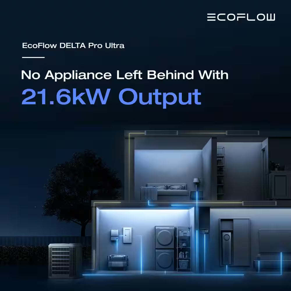 Battery Generator Delta Pro Ultra Battery Pack 6144Wh Solar Generator, 7200W Output,Lfp,Home Backup, Push-Button Start