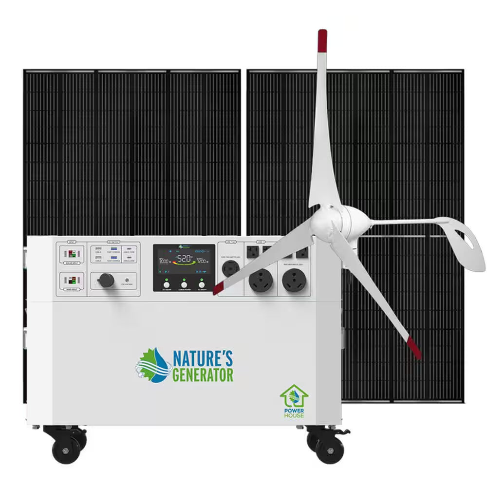 Powerhouse Gold plus 7,200-Watt Electric Switch Solar Generator with (4) 410W Panels and Wheels