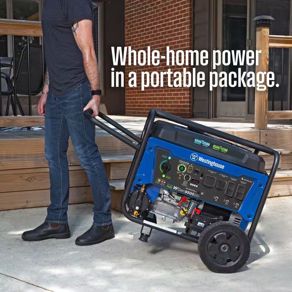 12,500/9,500-Watt Dual Fuel Gas and Propane Powered Portable Generator with Remote Electric Start, 50 Amp Outlet