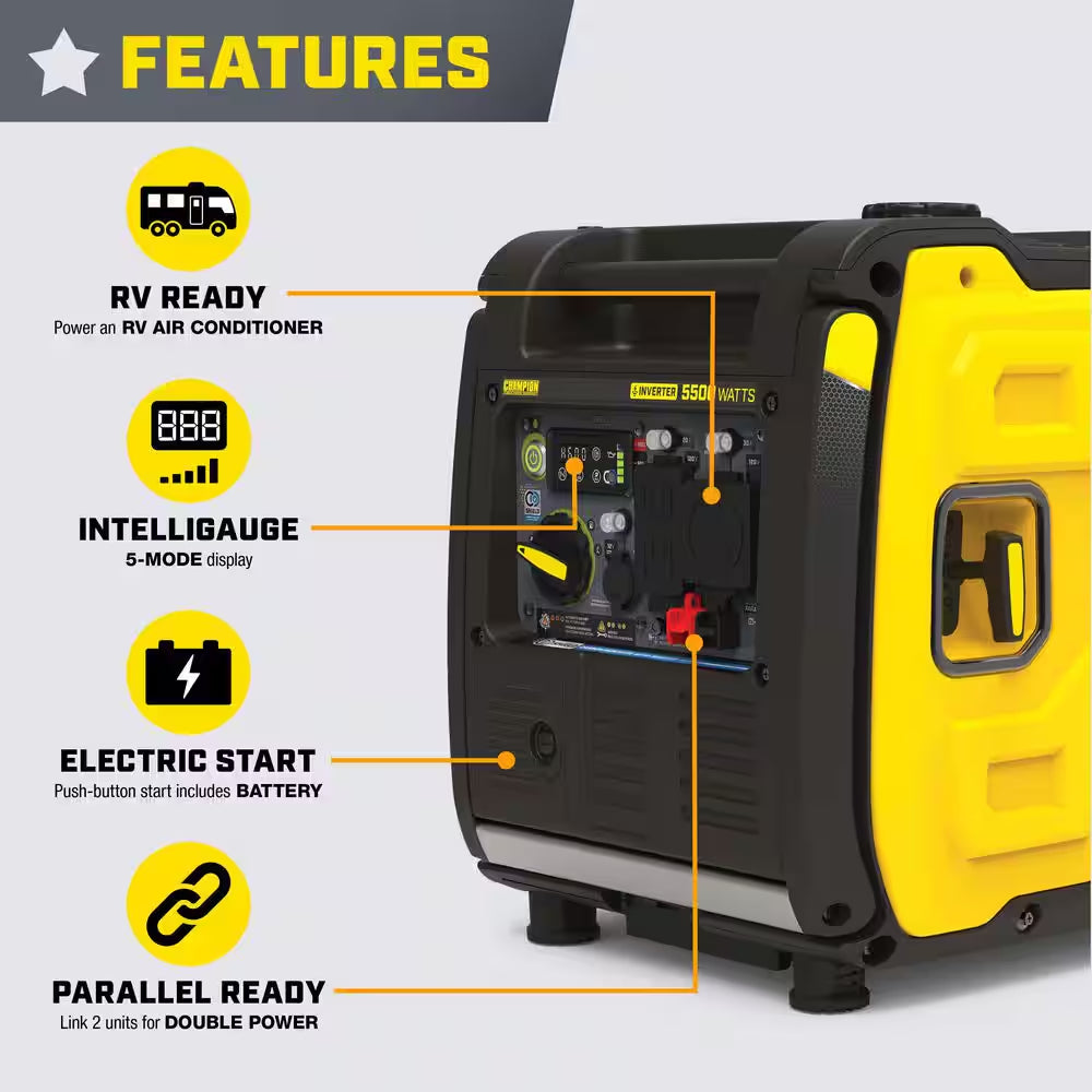 5500/4000-Watt Wireless Remote Start RV Ready Portable Gasoline Inverter Generator with Quiet Technology and CO Shield