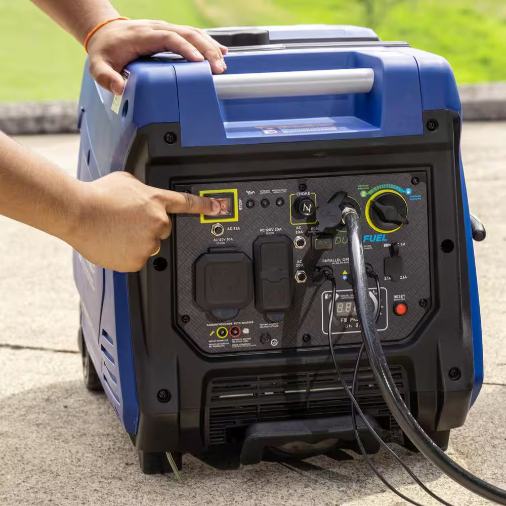 5,000-Watt Dual Fuel Gas and Propane Powered Portable Inverter Generator with Recoil Start, LED Data Center
