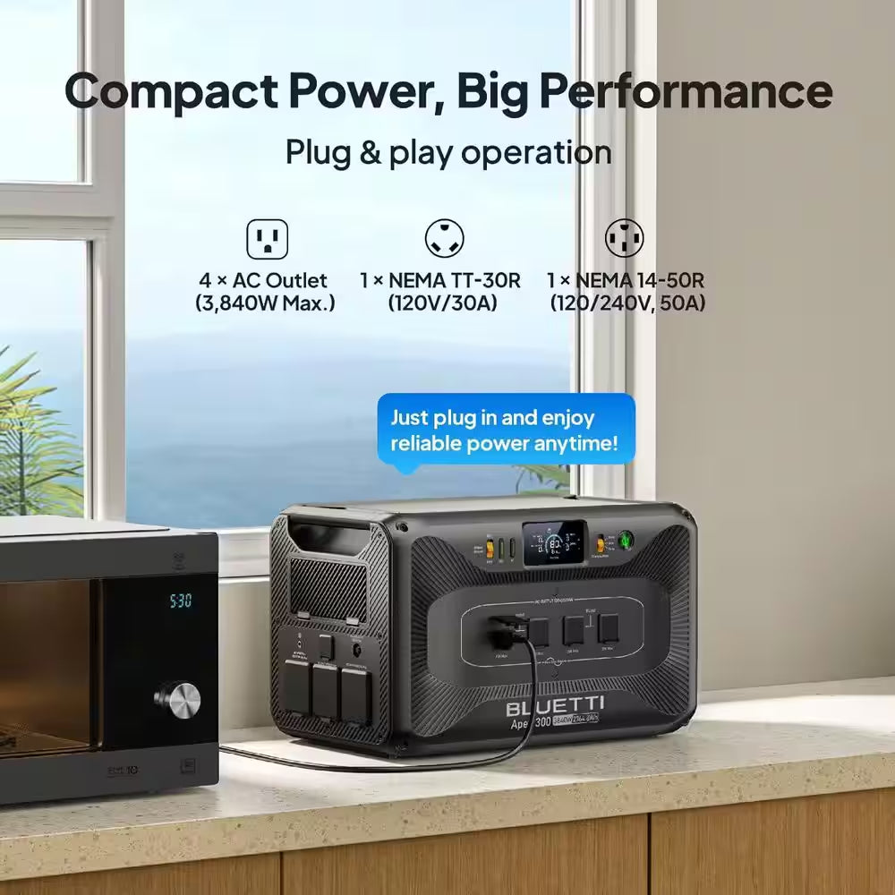 5529Wh Solar Generator, 3840W Output Power Station Lifepo4 Battery Generator Combo for Home Backup