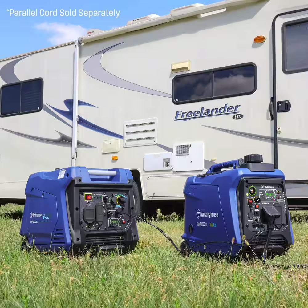 4,000-Watt Gas and Propane Dual Fuel Powered Portable Inverter Generator with Recoil Start, LED Data Center