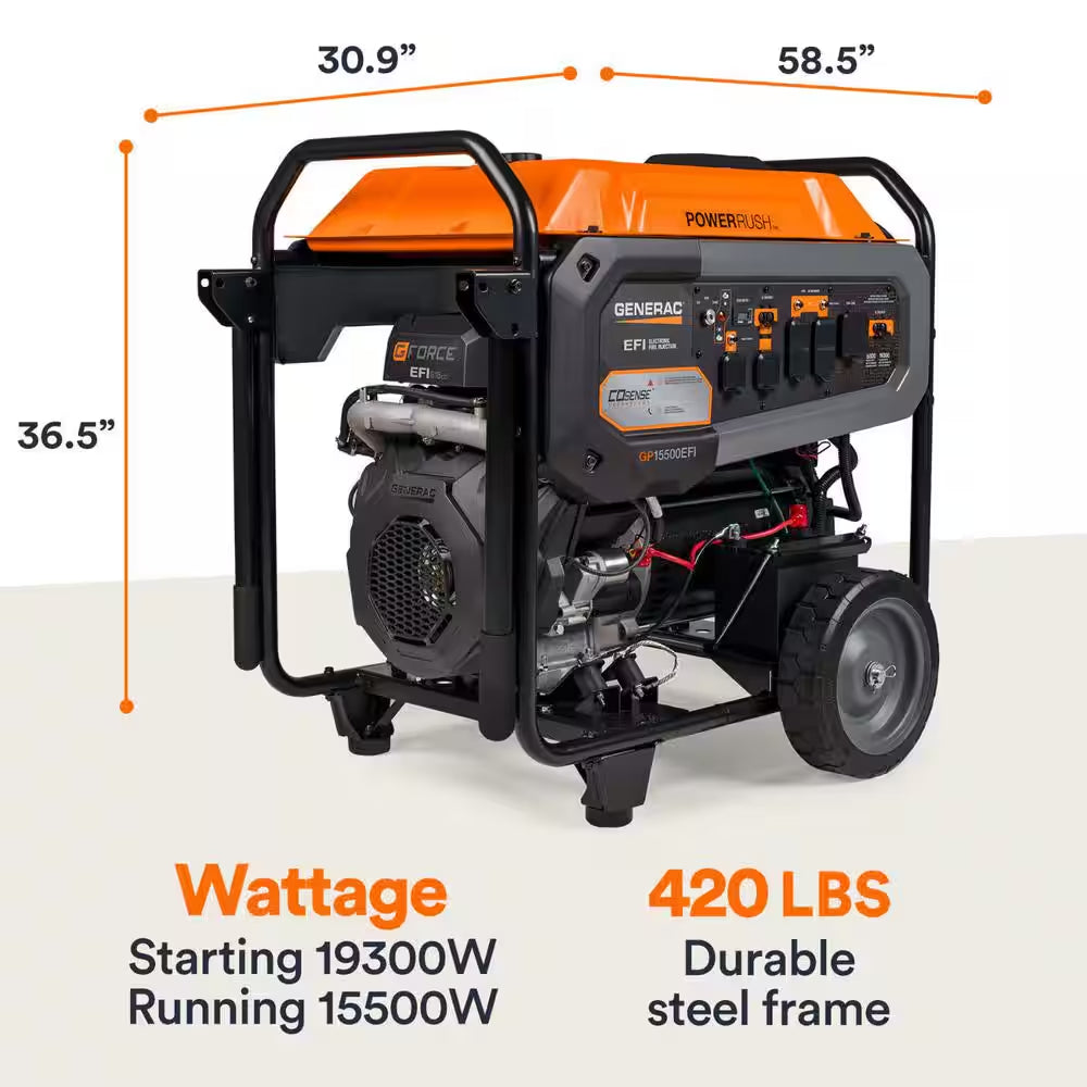 19300 / 15500-Watt Gas Portable Generator with Electric Start - GP15500E