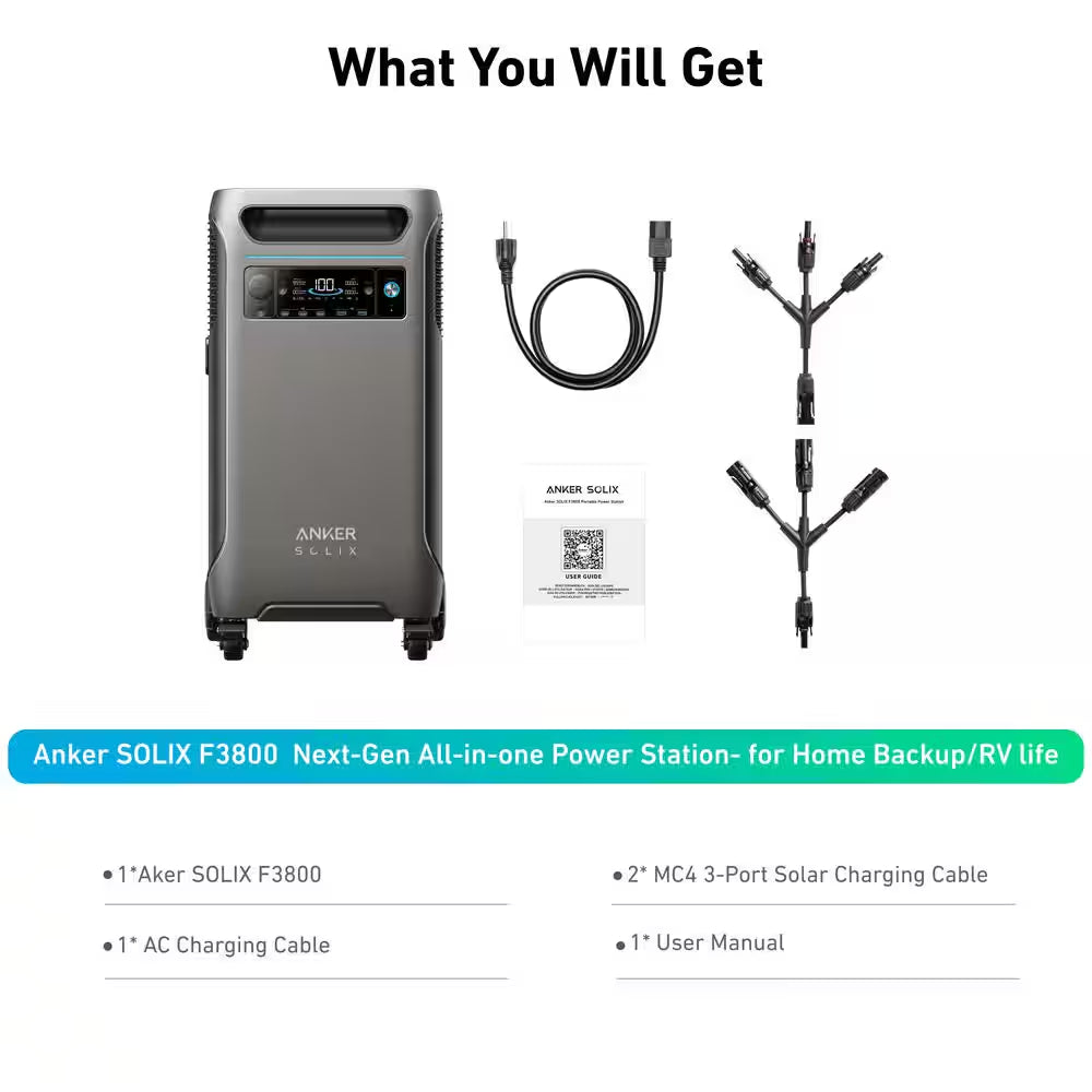 SOLIX F3800 Portable Power Station, 3840Wh, 6000-Watt AC Output, Home Backup/Rvs Push Button Start Battery Generator