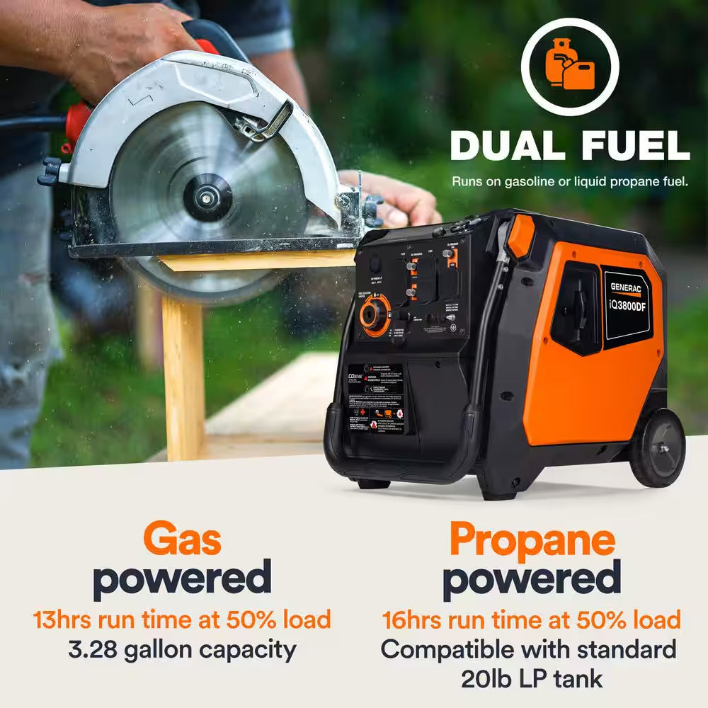 Iq3800 Dual Fuel Portable Inverter (Gas) Generator 49ST Push Button Start
