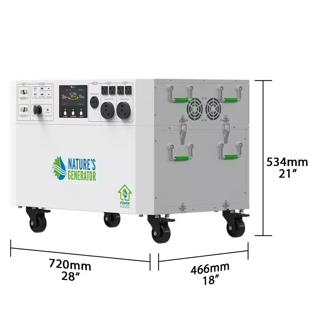 Powerhouse 7,200-Watt Electric Switch Solar Generator with Wheels