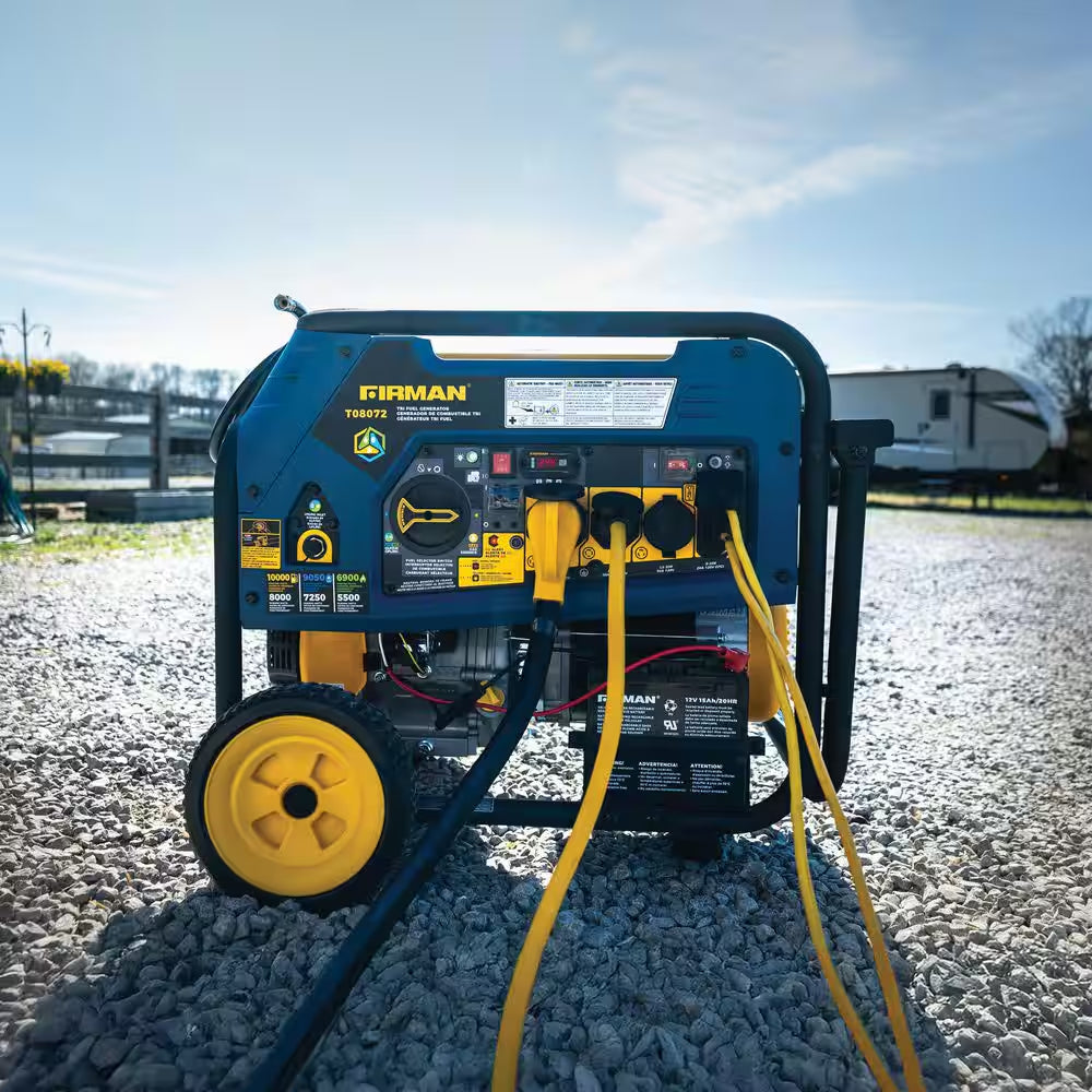 10,000-Watt/8,000-Watt Tri-Fuel Portable Generator with Electric Start, Transfer Switch Outlet and CO Alert Technology