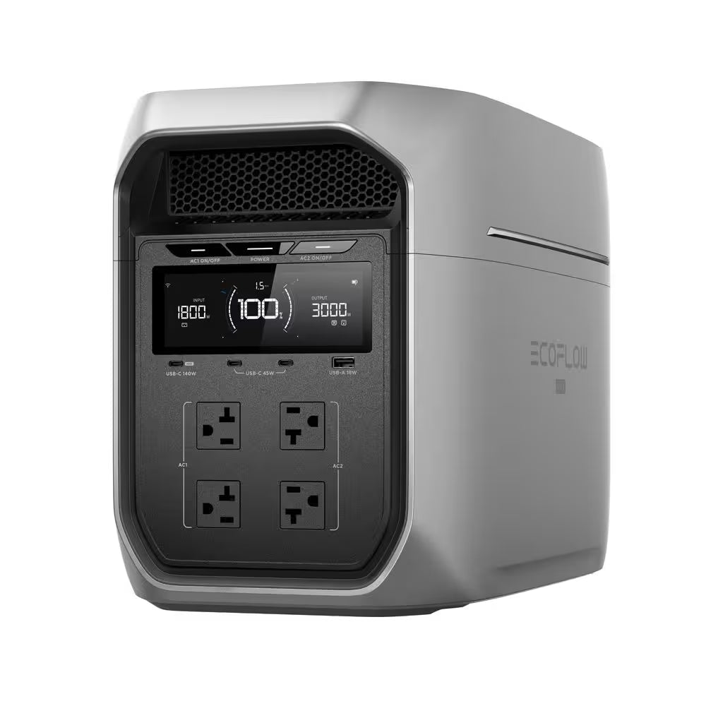 3000W Delta 3 Max plus with Extra Battery, Total 4096Wh Capacity, Push-Button Start Battery Generator LFP Power Station