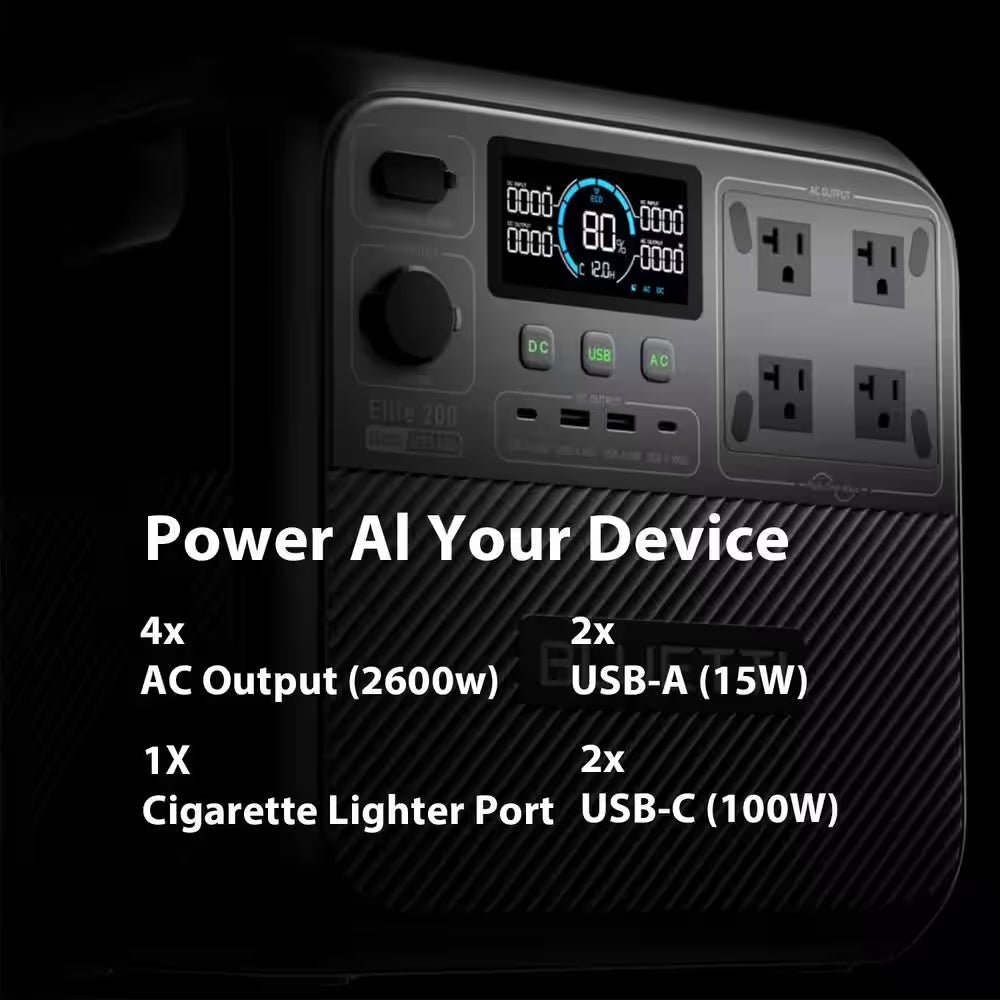2600W Continuous/3900W Peak Output 2073Wh Portable Power Station, Push Button Start Battery Generator for Emergency Use