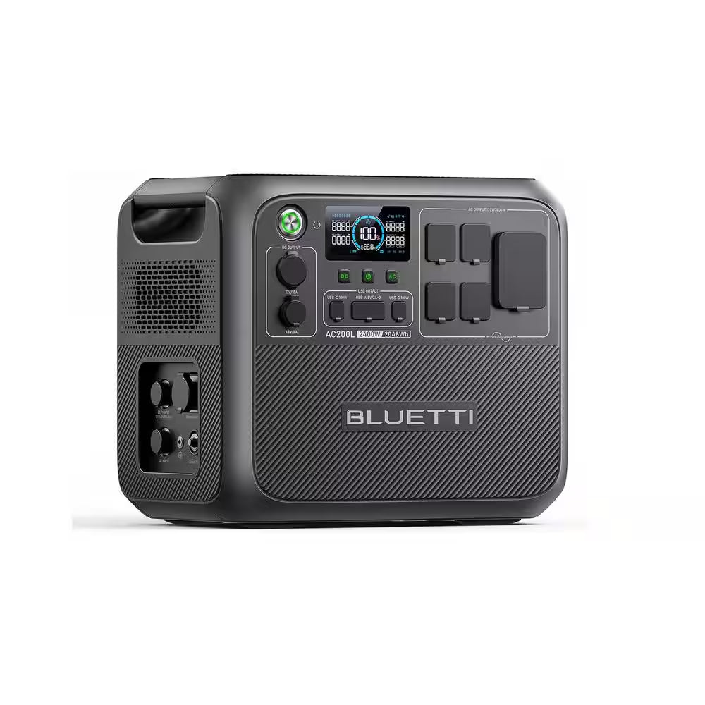 2400/3600-Watt Continuous Peak Output Power Station AC200PL Pushbutton Start Lifepo4 Battery Solar Generator for Outdoor