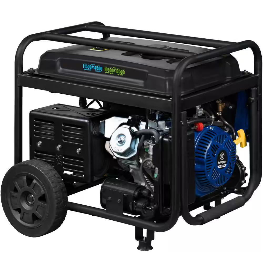 14,500-Watt/11,500-Watt Remote Start Dual Fuel Gas and Propane Portable Generator with Transfer Switch Outlet, CO Sensor
