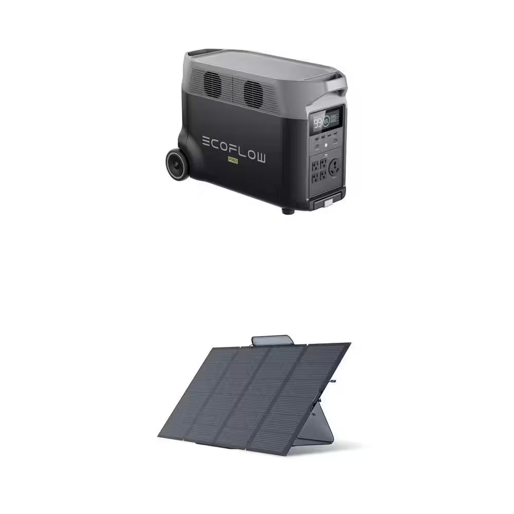 DELTA Pro 3600Wh Solar Generator, 3600W Output and 400-Watt Portable Solar Panel Combo